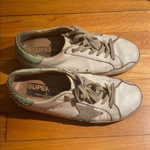 Golden goose size 38 white, gray and green